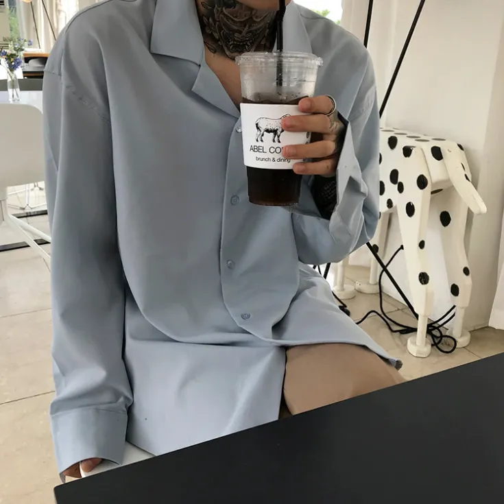[Korean Style] 3 Colors Casual Long-Sleeved Shirts