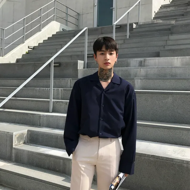 [Korean Style] 3 Colors Casual Long-Sleeved Shirts
