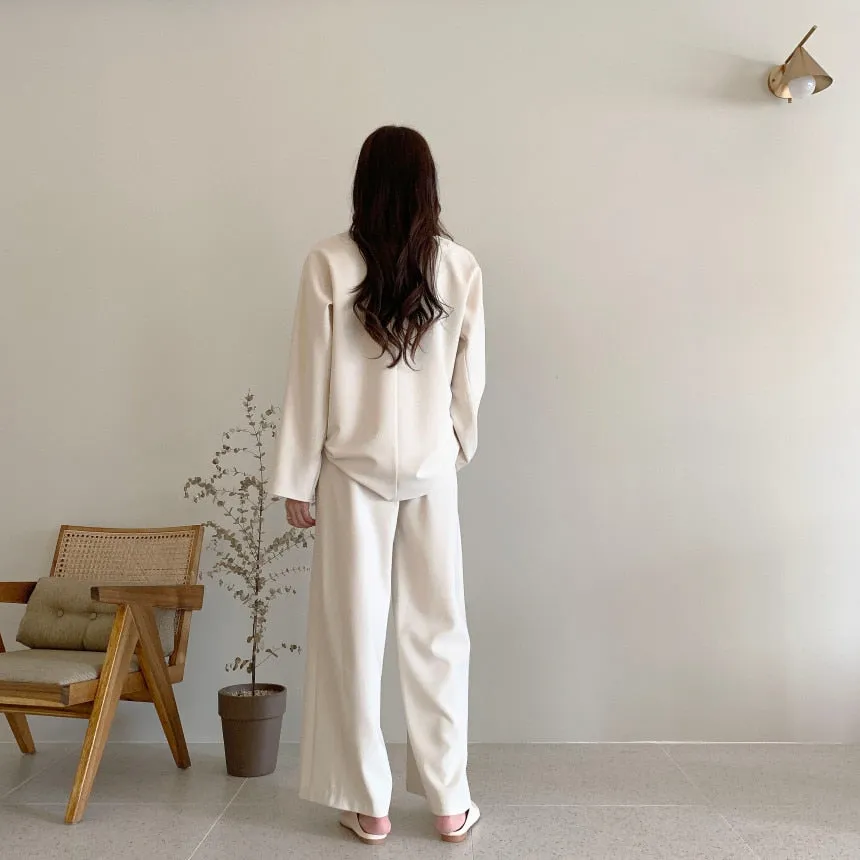 [Korean Style] Jaylyn Minimal Sweatshirt Drawstring Pants 2 Piece Set