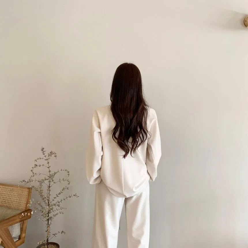 [Korean Style] Jaylyn Minimal Sweatshirt Drawstring Pants 2 Piece Set