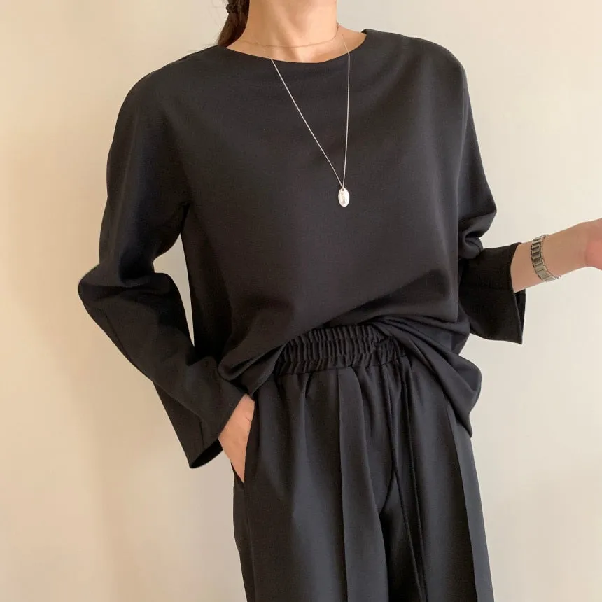 [Korean Style] Jaylyn Minimal Sweatshirt Drawstring Pants 2 Piece Set