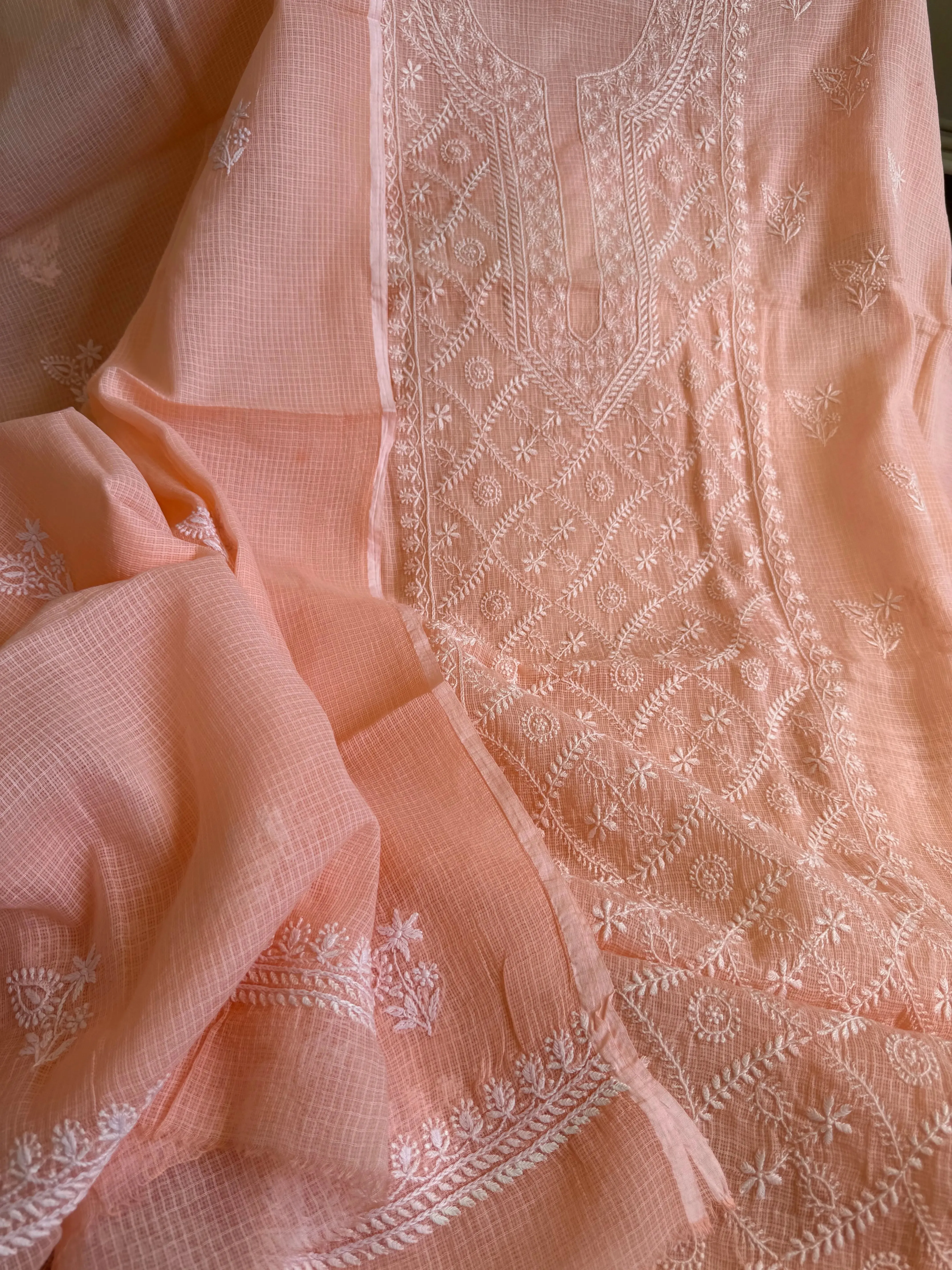 Kota Length with Dupatta - Peach