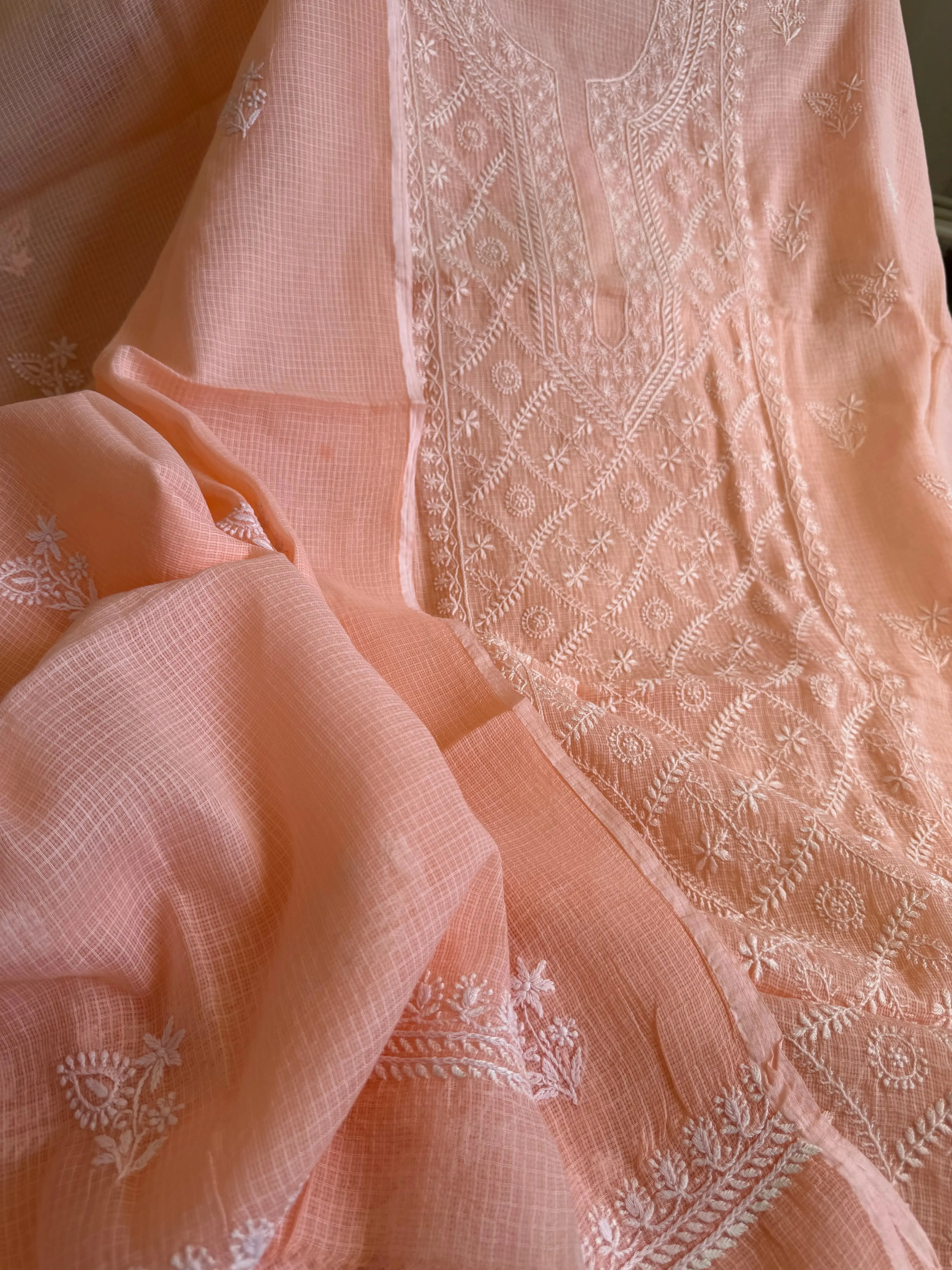 Kota Length with Dupatta - Peach