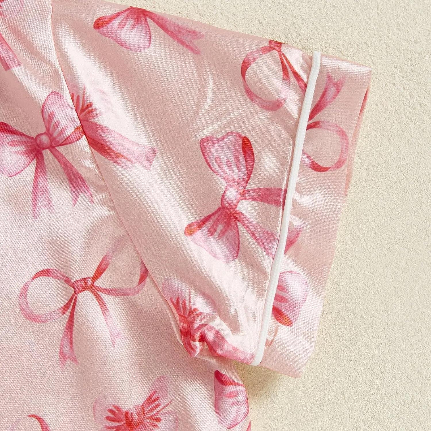 Kuriozud Toddler Baby Kids Satin Pajamas Short Sleeve Button Down 2 Piece Pajama Set Little Girl Sleepwear Summer Pajamas