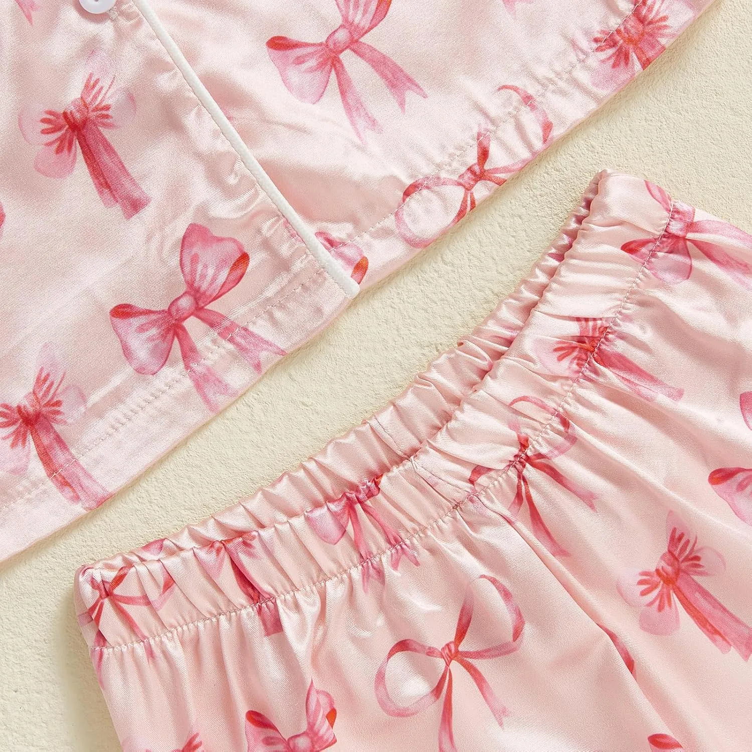Kuriozud Toddler Baby Kids Satin Pajamas Short Sleeve Button Down 2 Piece Pajama Set Little Girl Sleepwear Summer Pajamas