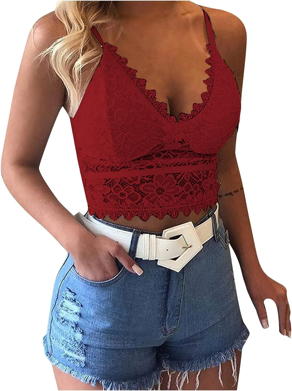 Lace Bralettes for Women Y2k Spaghetti Strap Bustier Cami Corset Top V Neck Camisole Going Out Night Party Clubwear