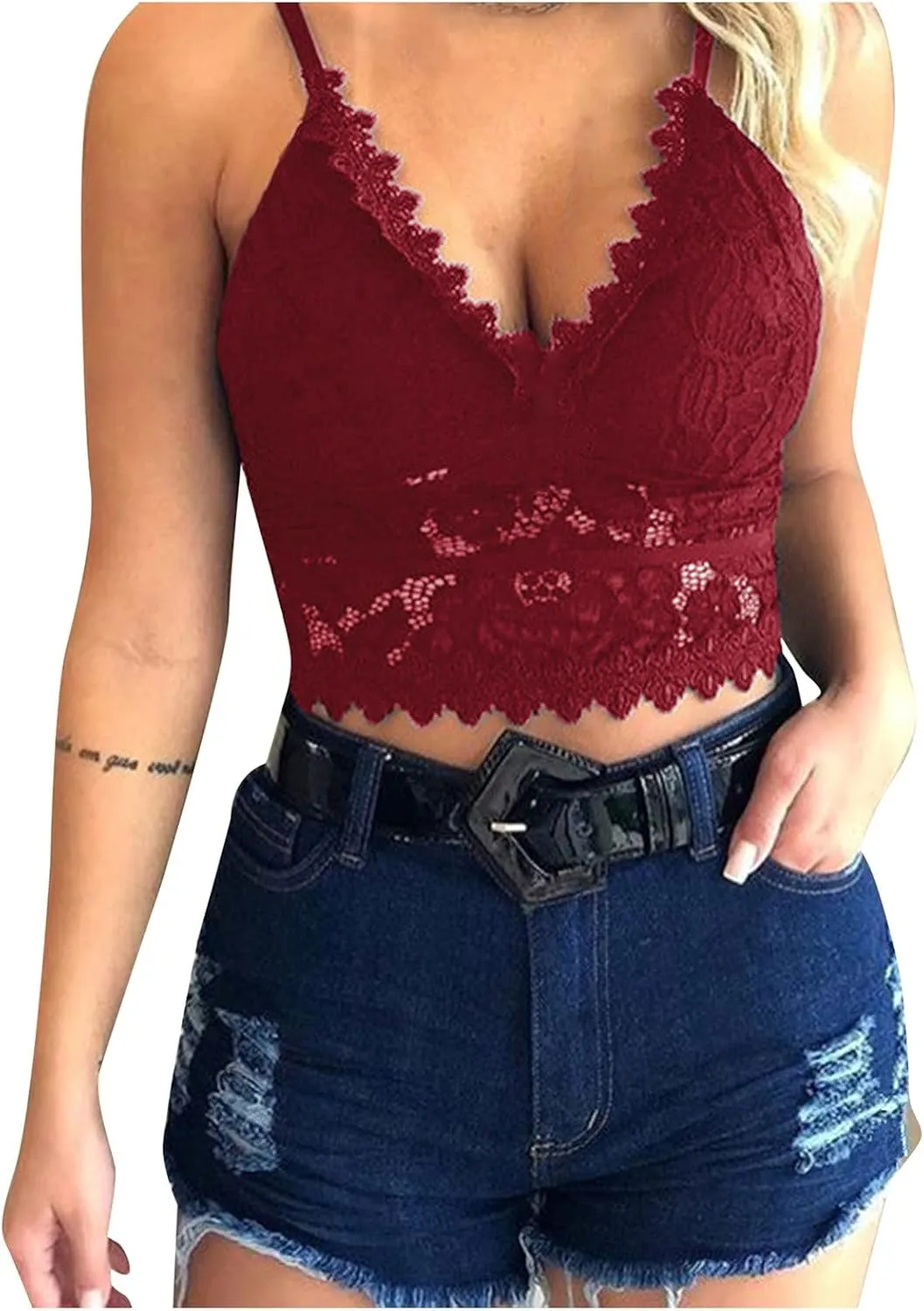 Lace Bralettes for Women Y2k Spaghetti Strap Bustier Cami Corset Top V Neck Camisole Going Out Night Party Clubwear