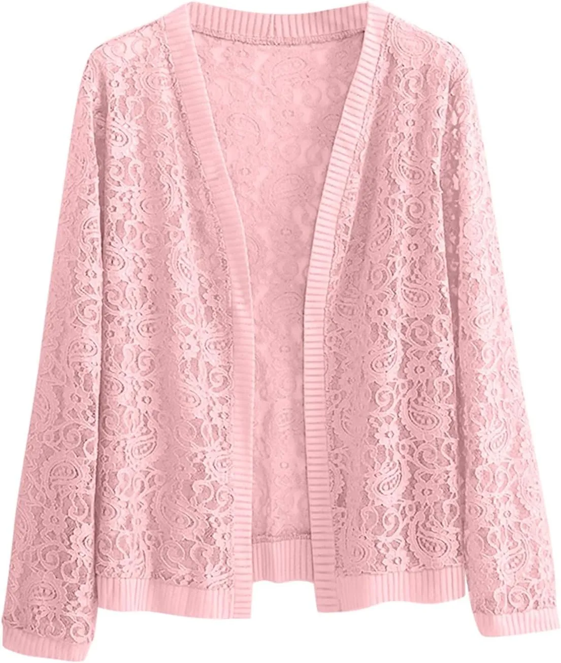 Lace Cardigan for Women Long Sleeve Open Front Floral Crochet Summer Shrug Cover Ups Dressy Elegant Coat Party Outfits