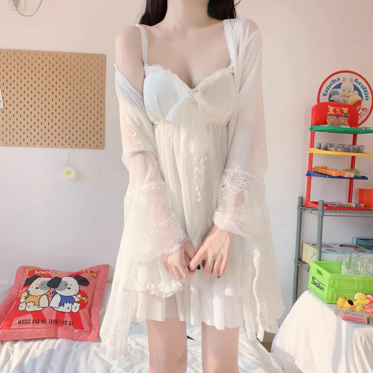 Lace sling   coat two-piece pajamas PL52945