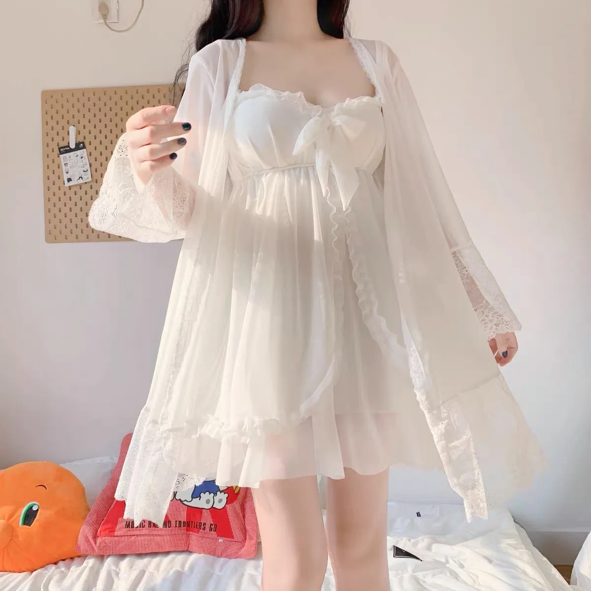 Lace sling   coat two-piece pajamas PL52945