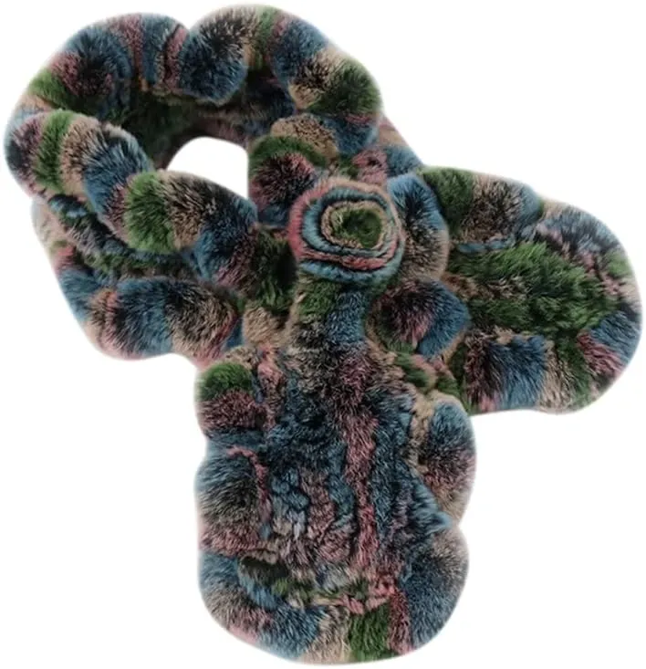 Ladies Faux Rabbit Fur Scarf,60cm-80cm Furry Faux Fur Scarf Wrap