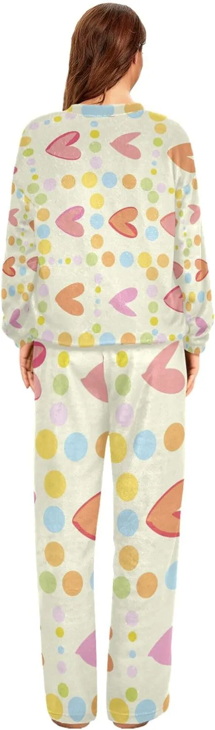 Ladies Fleece Pajamas Sets Classic Fuzzy Round Neck Pullover and Pants Set Unique Outfits Pajamas S