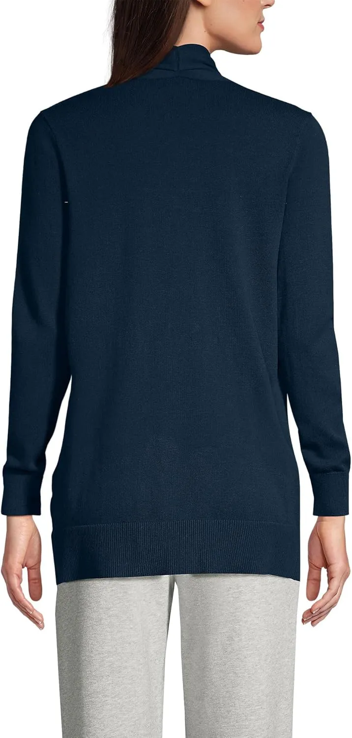Lands' End Women's Long Sleeve Open Long Cardigan Sweater