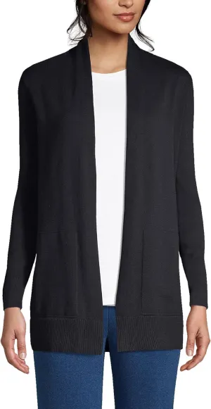 Lands' End Women's Long Sleeve Open Long Cardigan Sweater