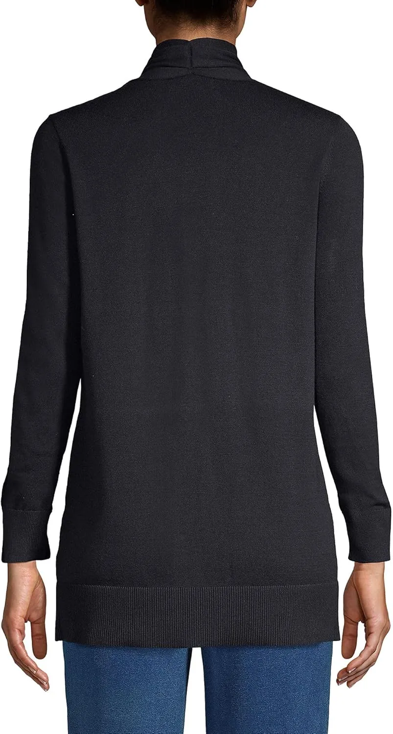 Lands' End Women's Long Sleeve Open Long Cardigan Sweater