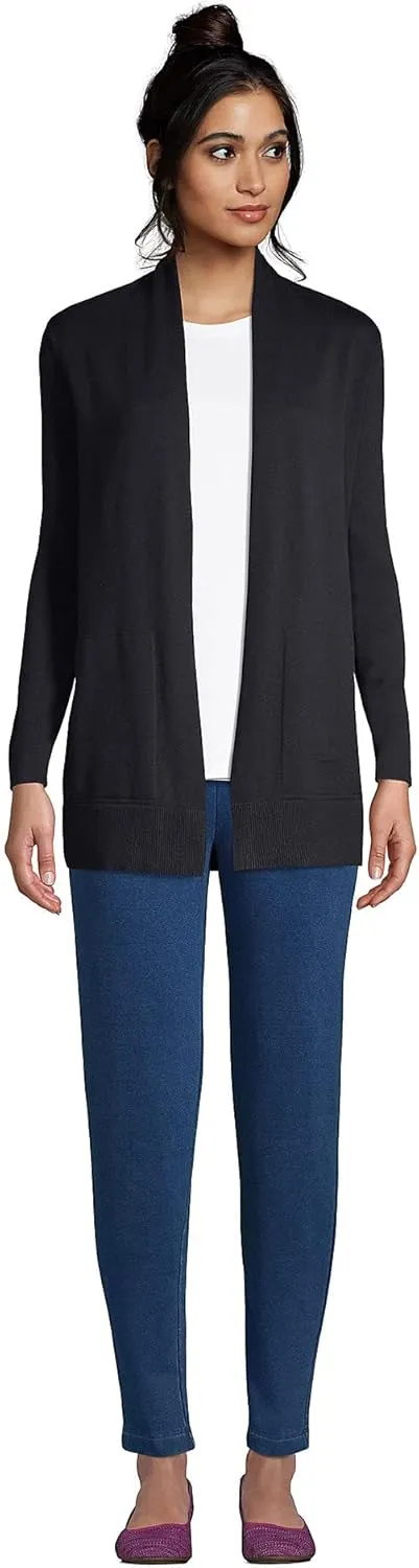 Lands' End Women's Long Sleeve Open Long Cardigan Sweater