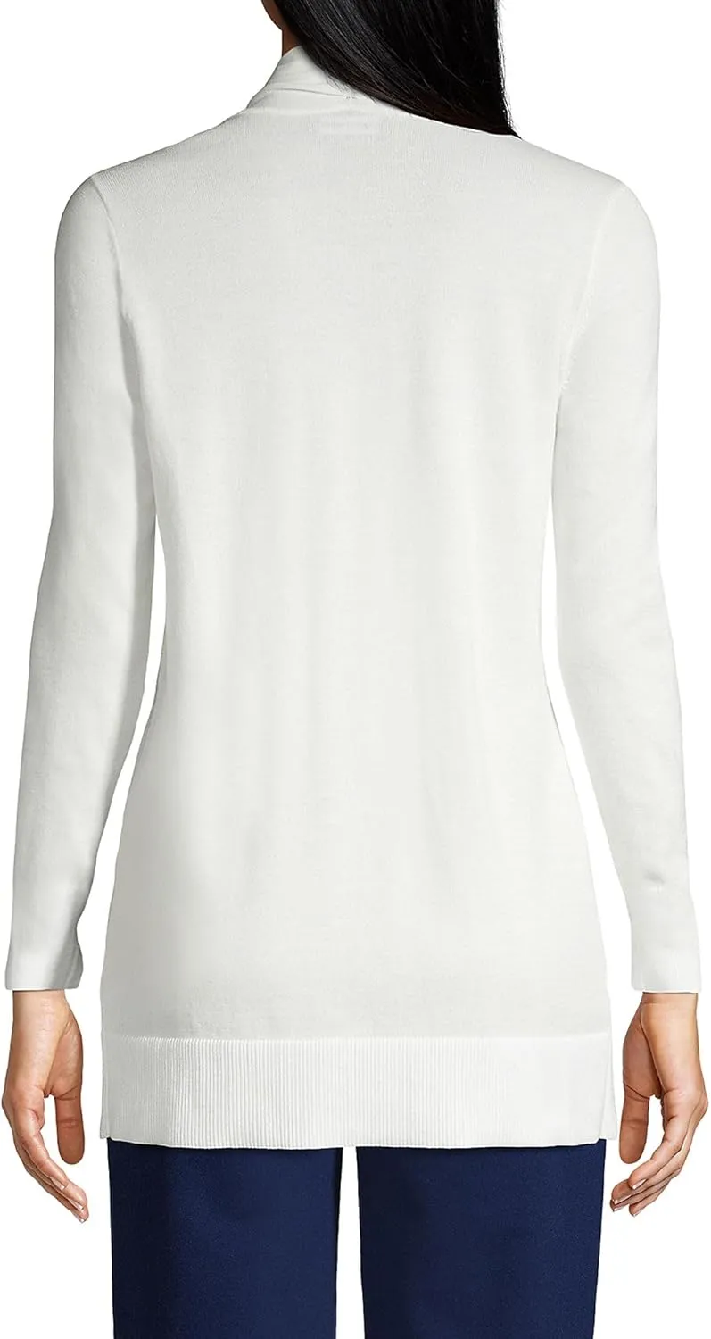 Lands' End Women's Long Sleeve Open Long Cardigan Sweater