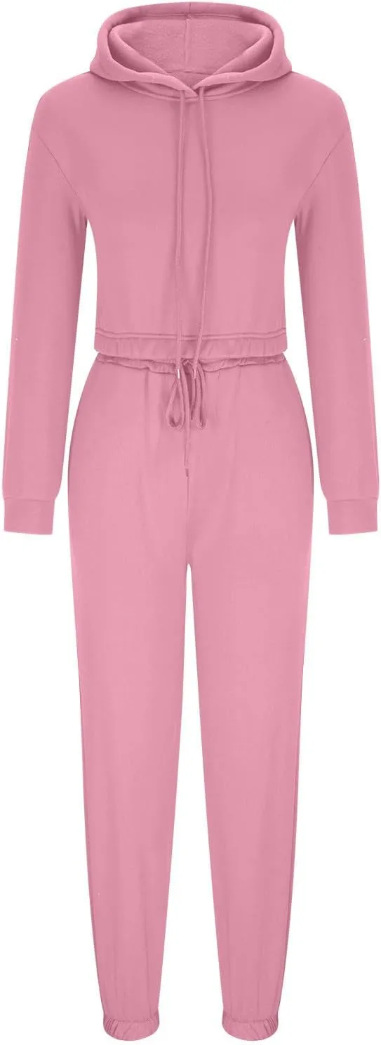 Lastesso Jogger Sets for Women 2 Piece Trendy Cropped Sweatshirt Hood High with Waist Sweatpants Soft Running Sweatsuits
