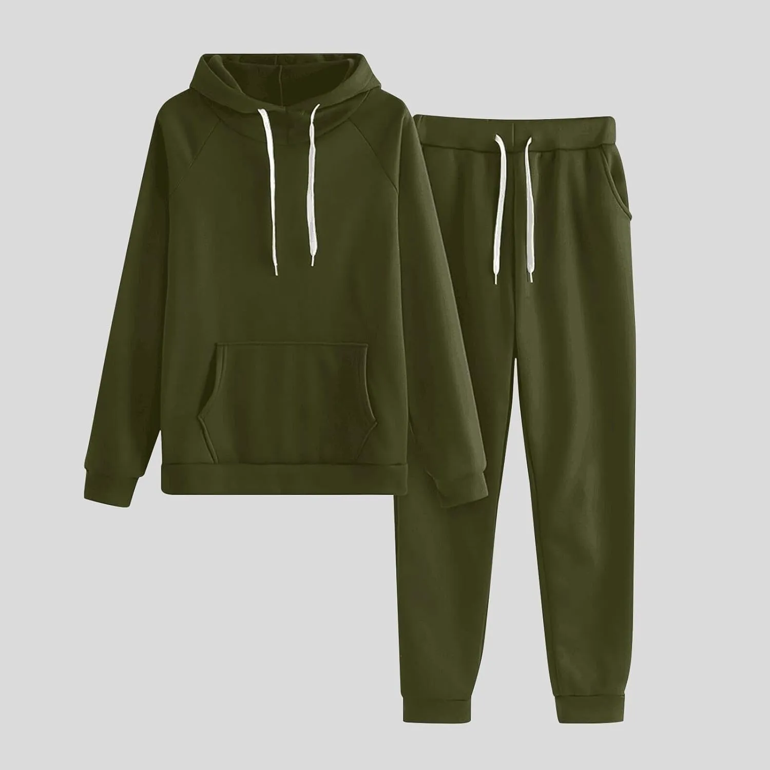 Lastesso Matching Lounge Set Relaxed Long Sleeve Sweatshirts 2 Piece Set Baggy Long Sweatpants Solid Loose Fit Sweatsuits
