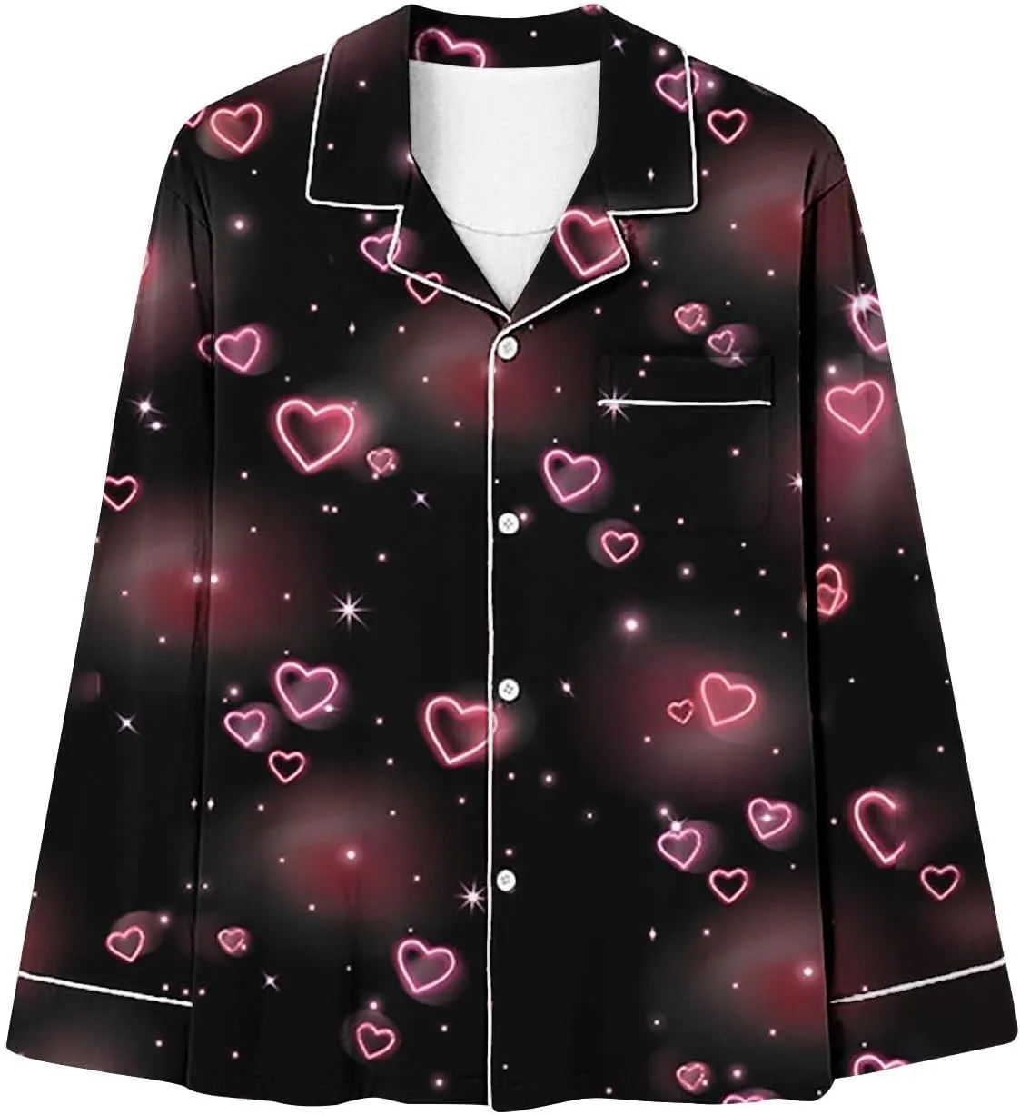 Lastesso Pajamas for Women Set Button down V Neck Shirts with Lounge Pants Soft Printed 2 Piece Sets Pj Homewear