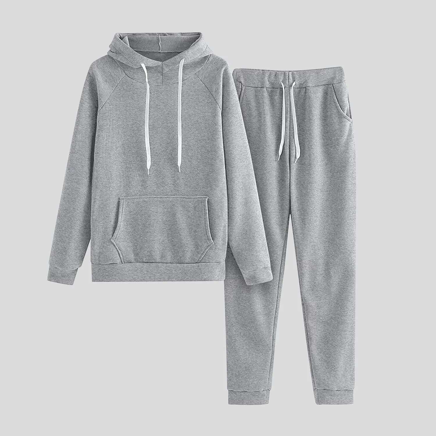 Lastesso Sweatsuit Set for Women Solid Loose Fit Sweatsuits Soft Long Sleeve Pullovers with Pockets Cozy Track Suit Sets
