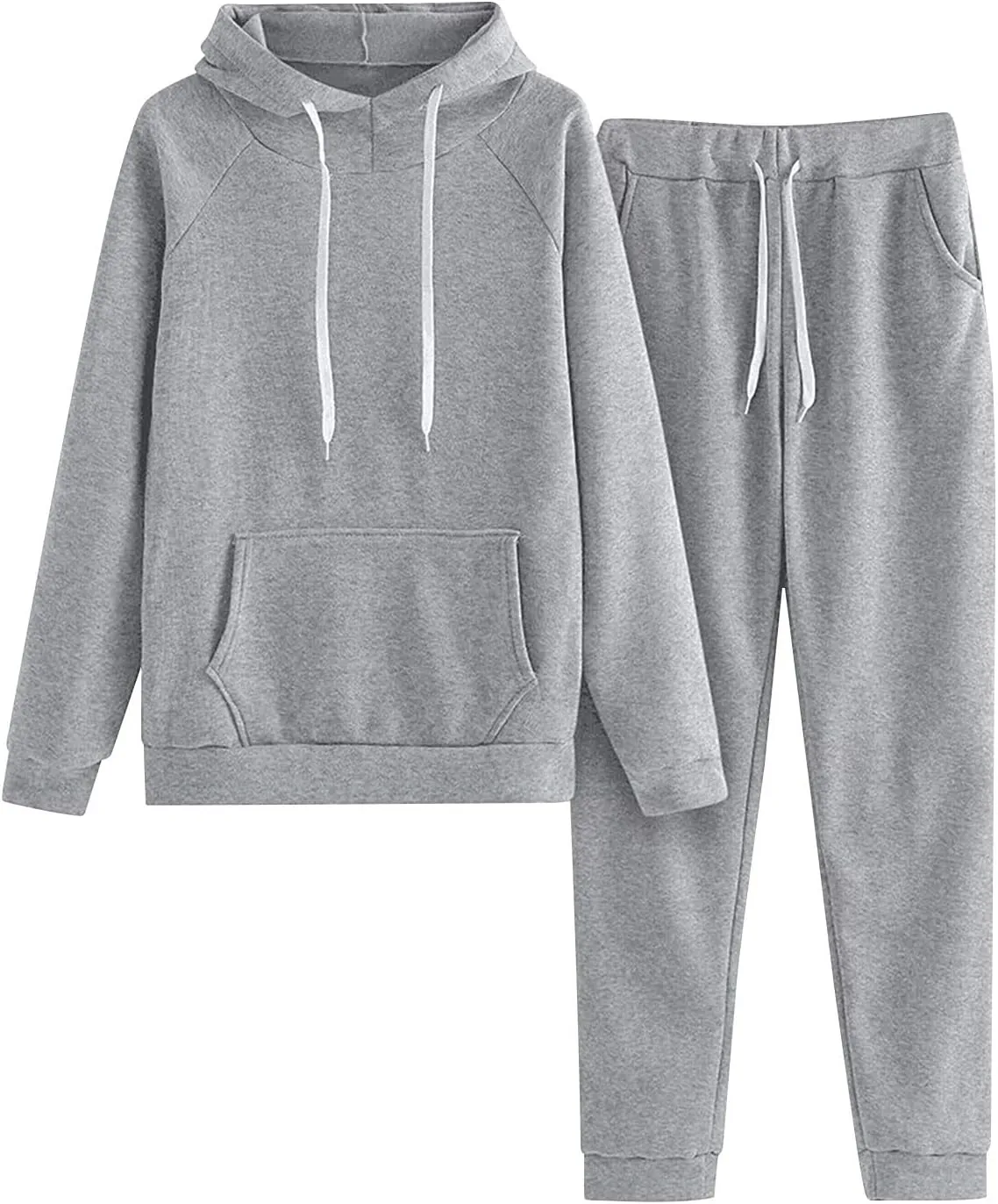 Lastesso Sweatsuit Set for Women Solid Loose Fit Sweatsuits Soft Long Sleeve Pullovers with Pockets Cozy Track Suit Sets