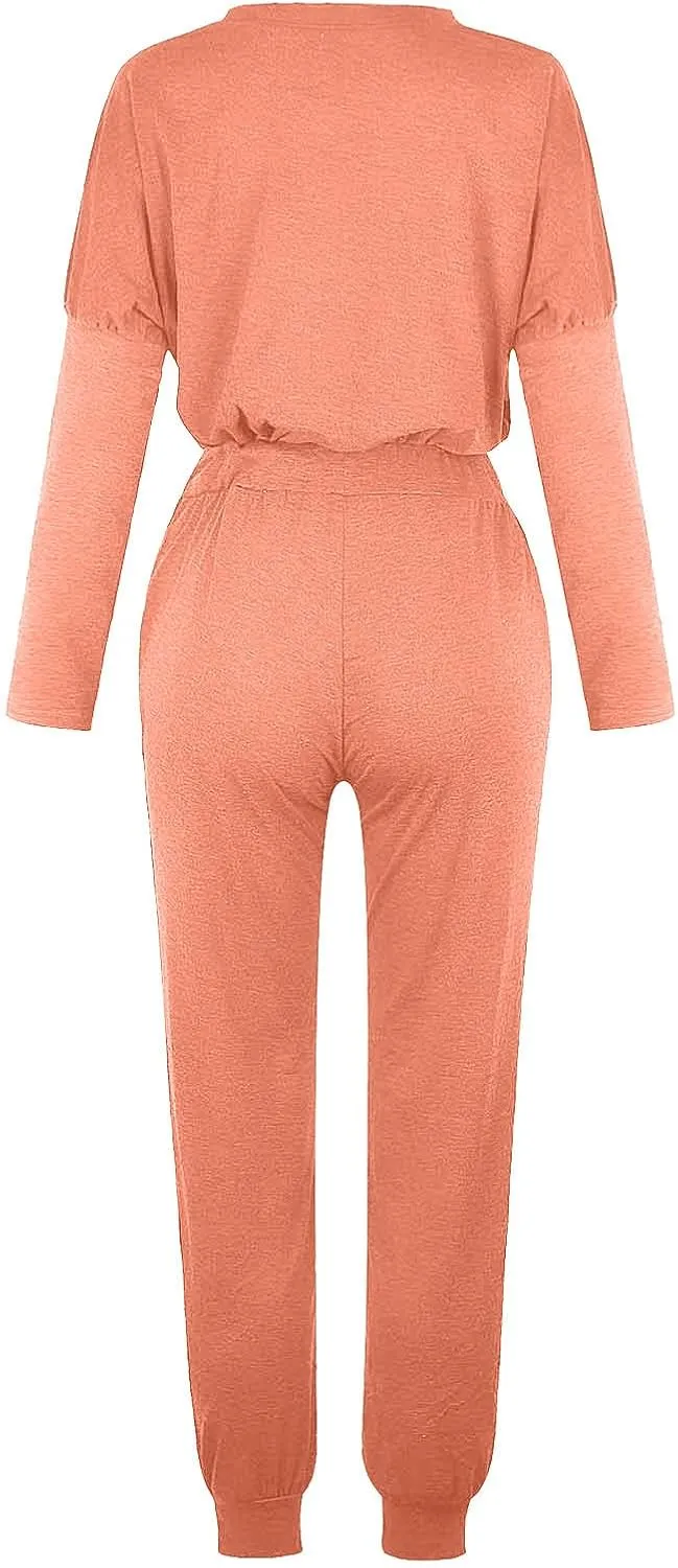 Lastesso Sweatsuits for Women Set 2 Piece Casual Size Sweatsuits Soft Solid Color Track Suits Sets Comfy Jogger Clothes