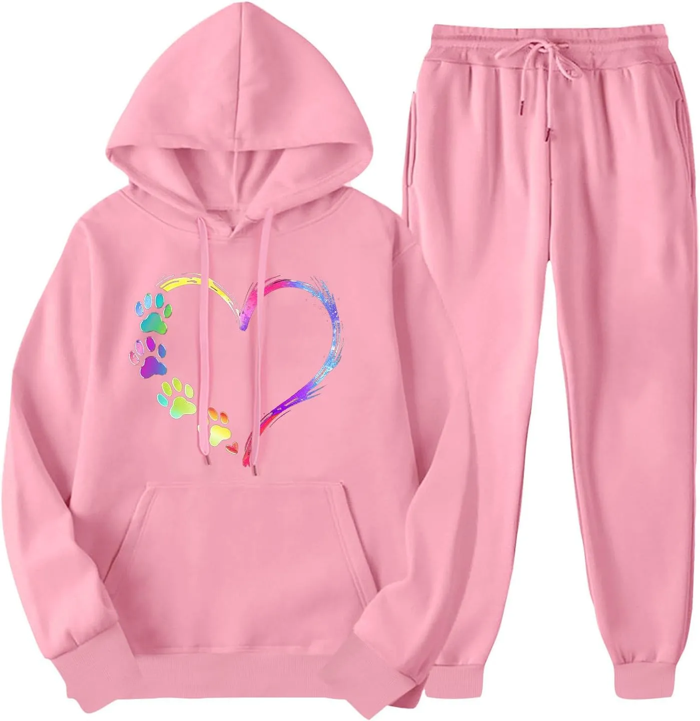 Lastesso Track Suits for Women Set Stylish Color Block Pullovers Hoodies with Relaxed Fall Lounge Sweatpants 2 Piece Sets