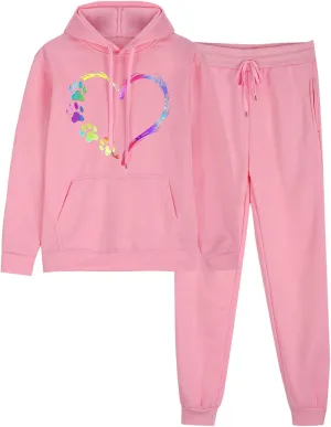 Lastesso Track Suits for Women Set Stylish Color Block Pullovers Hoodies with Relaxed Fall Lounge Sweatpants 2 Piece Sets