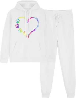 Lastesso Track Suits for Women Set Stylish Color Block Pullovers Hoodies with Relaxed Fall Lounge Sweatpants 2 Piece Sets