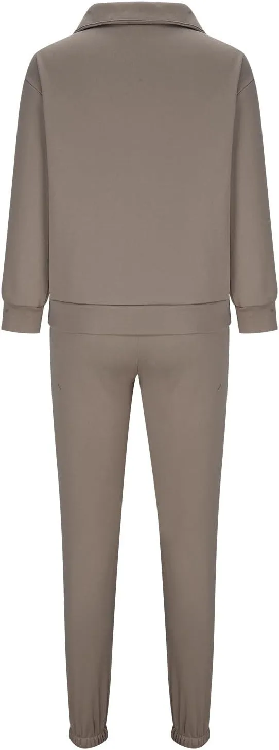 Lastesso Women Jogger Set 1/4 Zipper Loose Sweatshirt and Baggy Sweatpants Soft Solid Tracksuit 2 Piece Set Cozy Loungewear