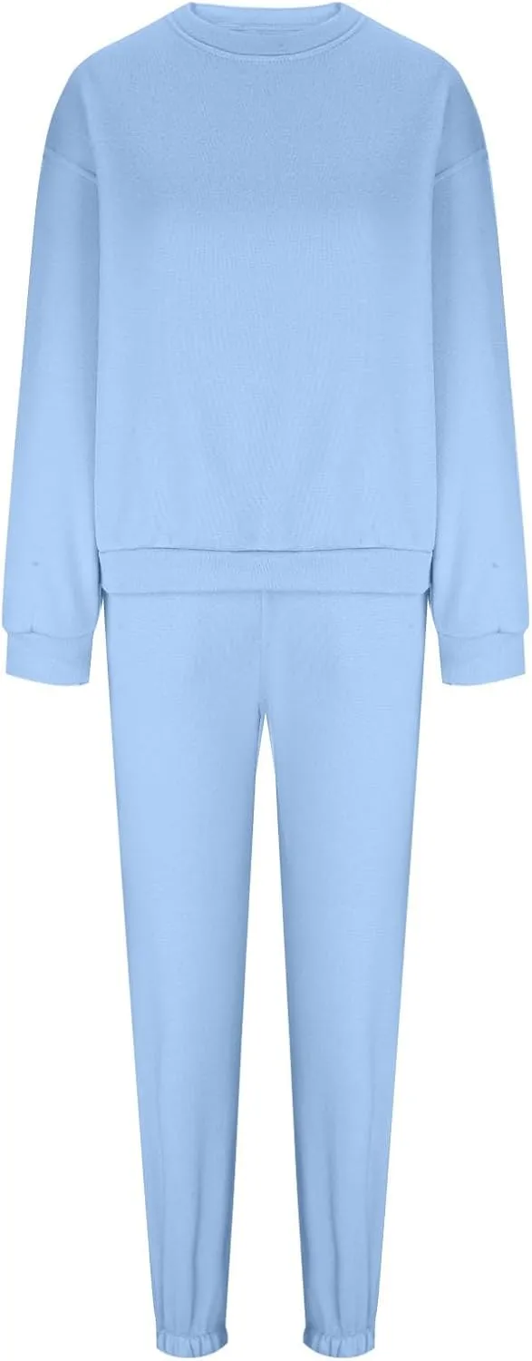 Lastesso Women Plus Size Workout Sets Crewneck Long Sleeve Sweatshirts Baggy Cinch Bottom Sweatpants Track Suits 2 Piece Set