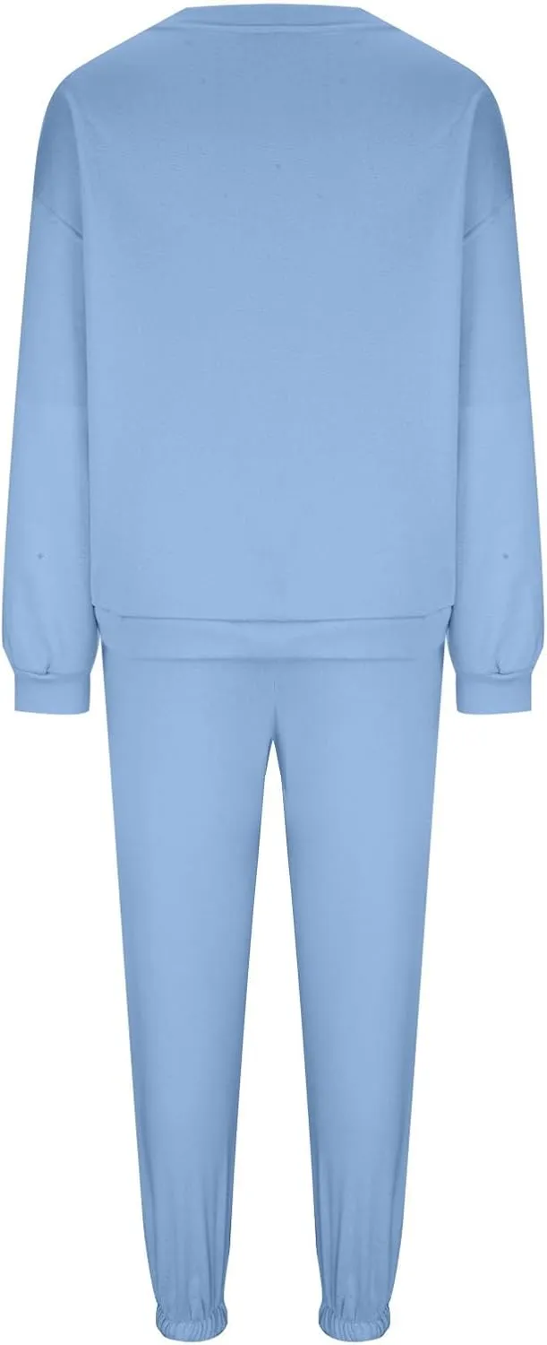 Lastesso Women Plus Size Workout Sets Crewneck Long Sleeve Sweatshirts Baggy Cinch Bottom Sweatpants Track Suits 2 Piece Set