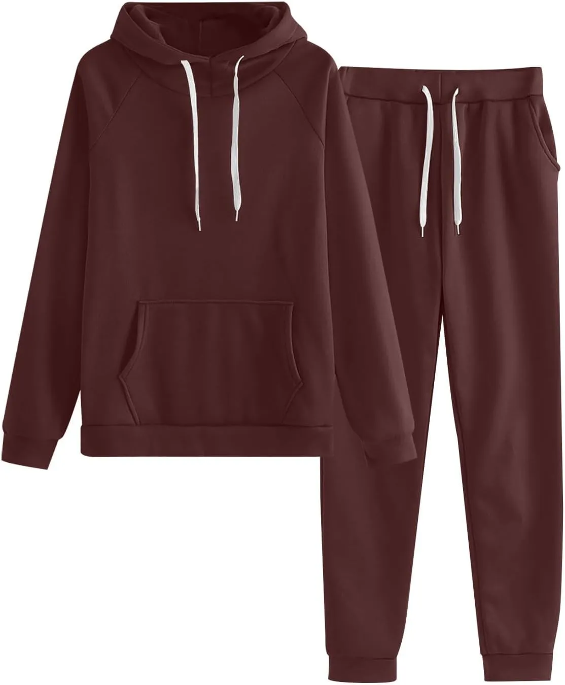 Lastesso Women Suits 2 Piece Set Csaual Solid Long Sleeve Pullovers Ankle Banded Tie Knot Long Sweatpants Soft Tracksuits Set