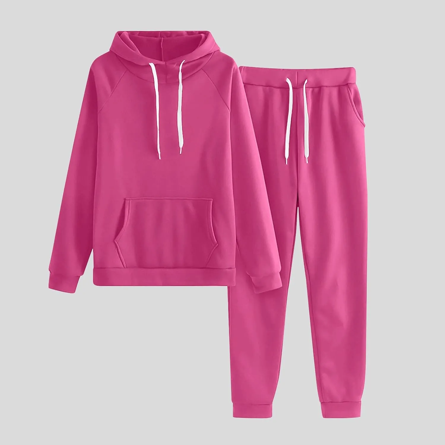 Lastesso Womens Loungewear Set Plus Size Cozy Hoodie Casual Fit Travel Sets Solid Sweatsuits with Pockets Tracksuit Outfits