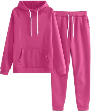 Lastesso Womens Loungewear Set Plus Size Cozy Hoodie Casual Fit Travel Sets Solid Sweatsuits with Pockets Tracksuit Outfits