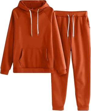 Lastesso Womens Loungewear Set Plus Size Cozy Hoodie Casual Fit Travel Sets Solid Sweatsuits with Pockets Tracksuit Outfits