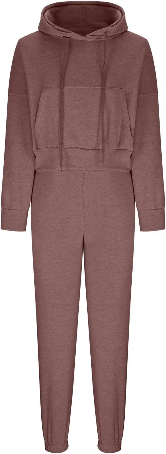 Lastesso Womens Matching Lounge Set Soft Long Sleeve Drawstring Tops Baggy Solid Sweat Suits Casual Sprint Fall Clothes