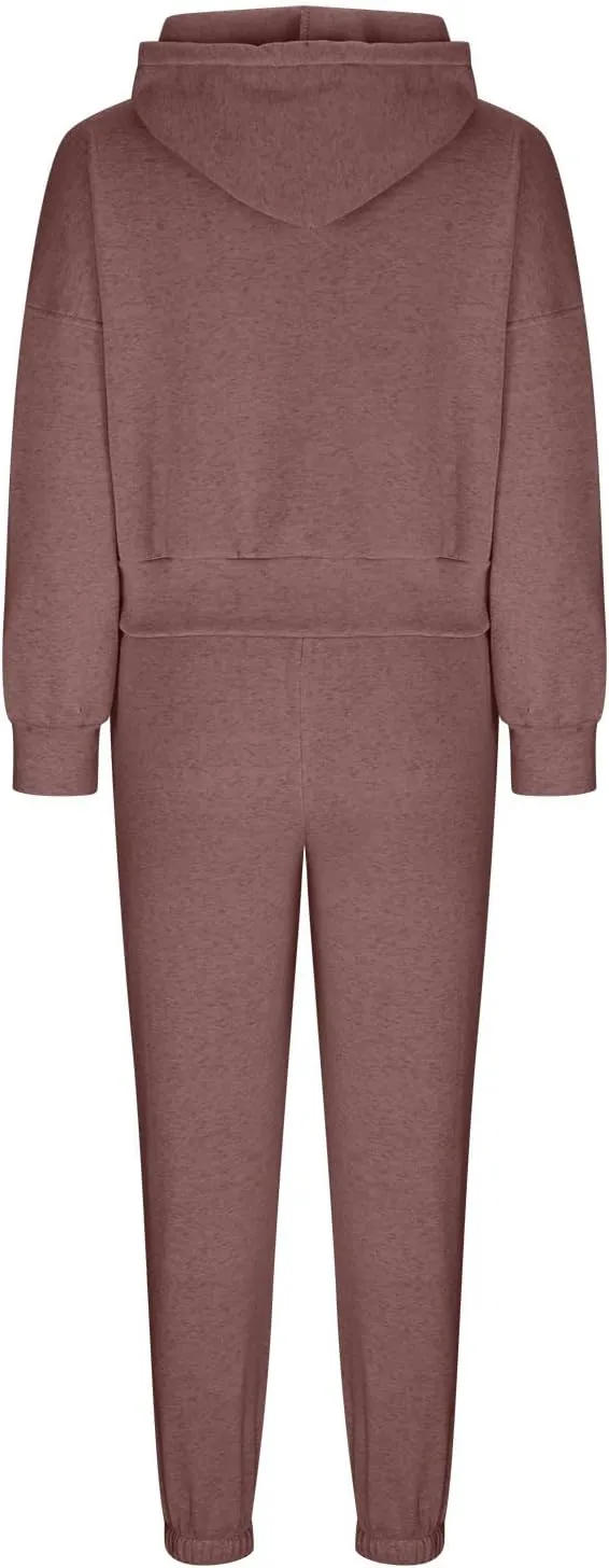 Lastesso Womens Matching Lounge Set Soft Long Sleeve Drawstring Tops Baggy Solid Sweat Suits Casual Sprint Fall Clothes