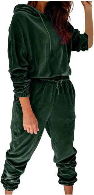 Lastesso Women's Velour Tracksuits Travel Loungewear Set Casual Size Hoodies Soft Loungewear Sets Going Out Sweat Suit