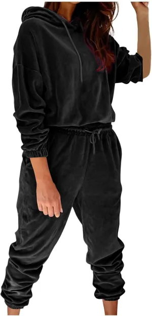 Lastesso Women's Velour Tracksuits Travel Loungewear Set Casual Size Hoodies Soft Loungewear Sets Going Out Sweat Suit