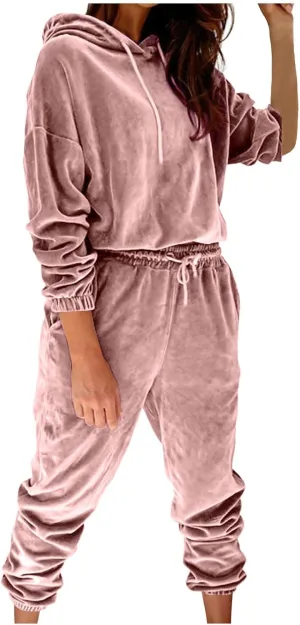 Lastesso Women's Velour Tracksuits Travel Loungewear Set Casual Size Hoodies Soft Loungewear Sets Going Out Sweat Suit