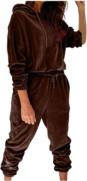 Lastesso Women's Velour Tracksuits Travel Loungewear Set Casual Size Hoodies Soft Loungewear Sets Going Out Sweat Suit