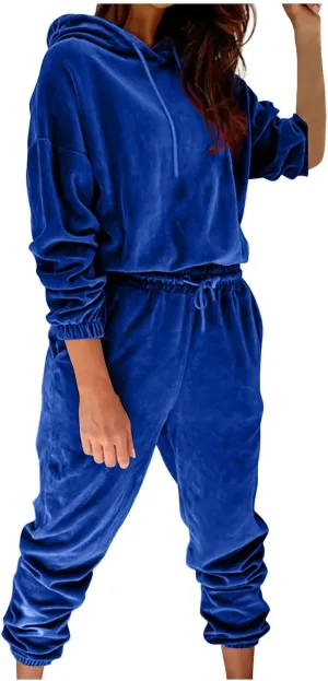 Lastesso Women's Velour Tracksuits Travel Loungewear Set Casual Size Hoodies Soft Loungewear Sets Going Out Sweat Suit