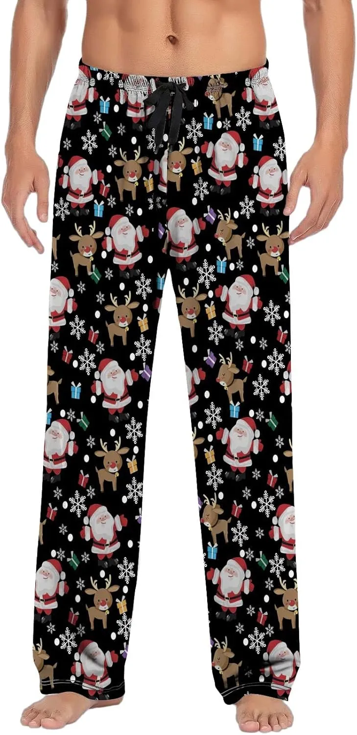 LCMTWX Black Pants Men Pajama Pants with Drawstring and Pockets Mens Sleep Pants Mens Flannel Pajama Pants Mens Flannel
