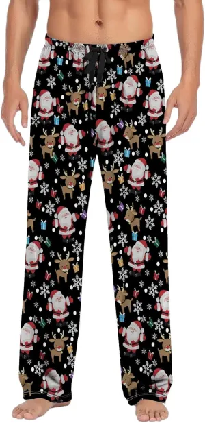 LCMTWX Black Pants Men Pajama Pants with Drawstring and Pockets Mens Sleep Pants Mens Flannel Pajama Pants Mens Flannel