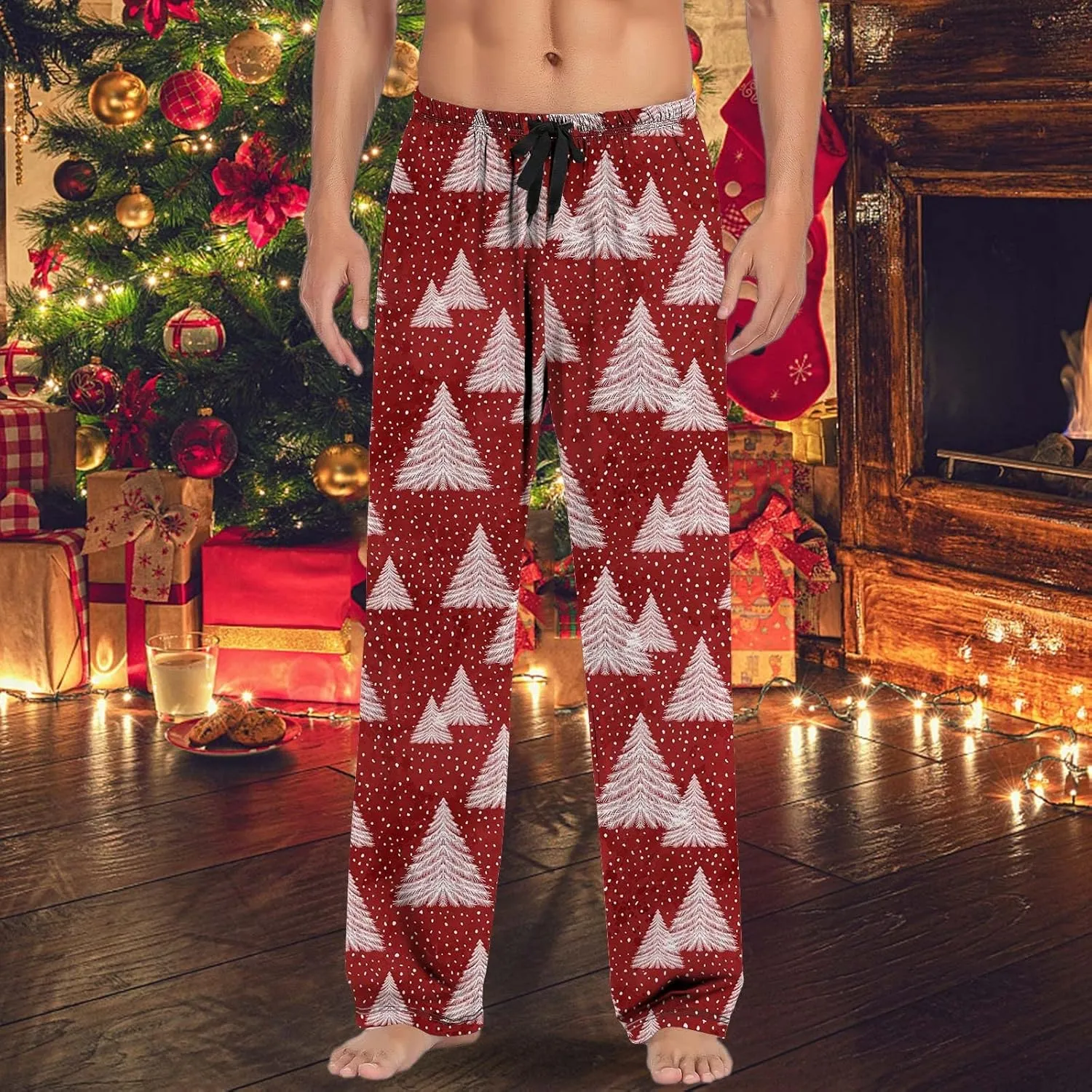 LCMTWX Black Pants Men Pajama Pants with Drawstring and Pockets Mens Sleep Pants Mens Flannel Pajama Pants Mens Flannel