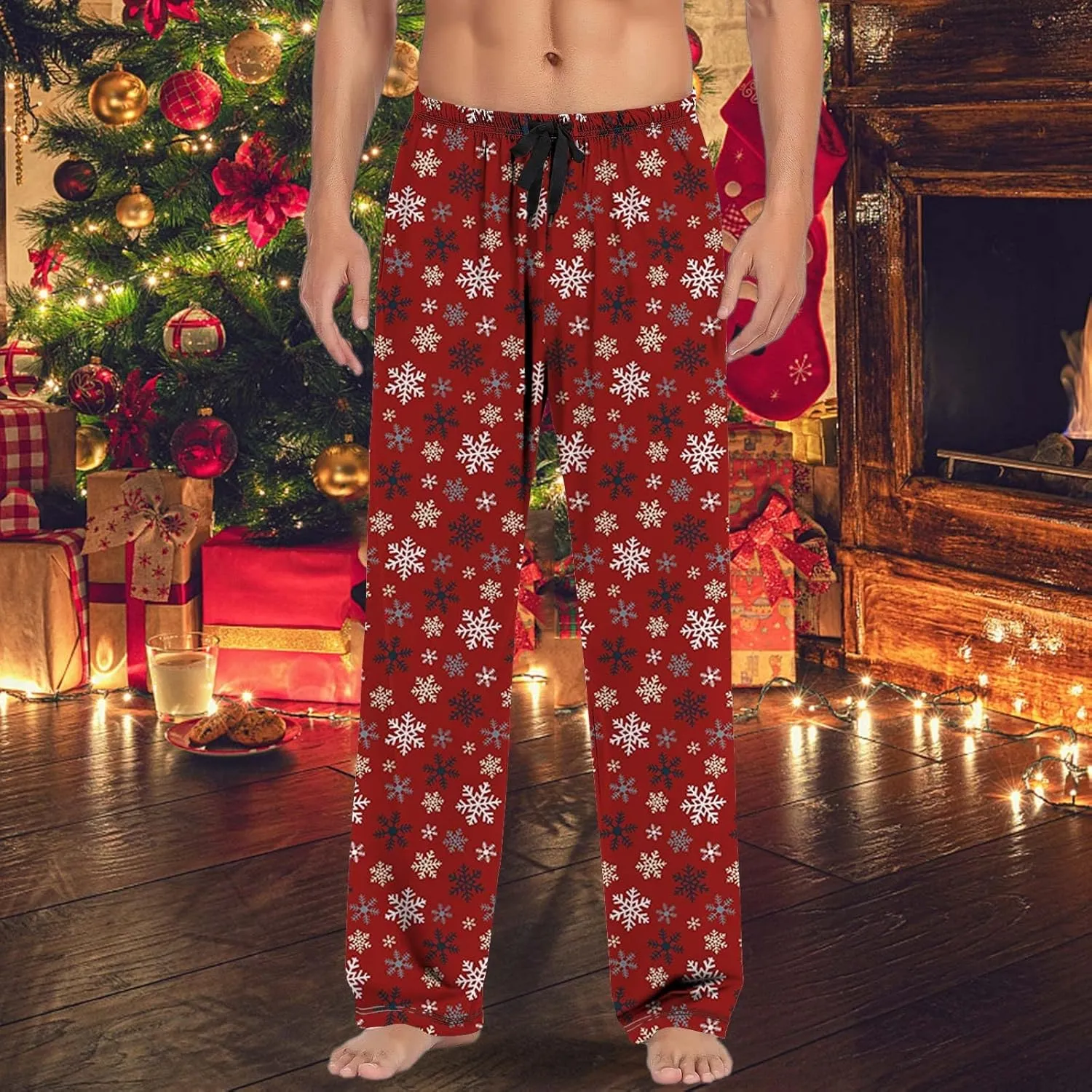 LCMTWX Mens Christmas Holiday Pajama Pants with Drawstring and Pockets Pj Trousers Gifts for Him Her Sweatpants for Men Big