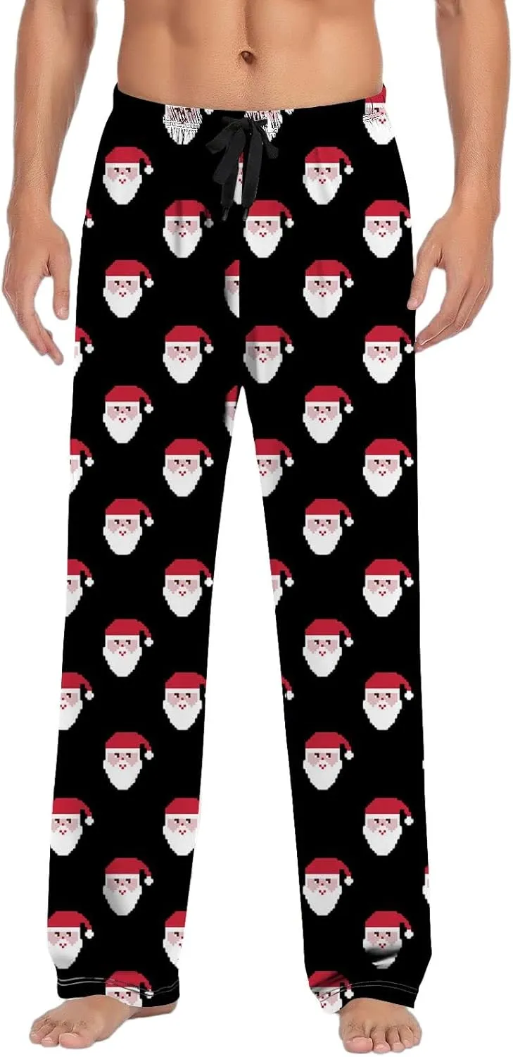 LCMTWX Mens Pajamas Casual Pants Pajama Pants with Drawstring and Pockets Pajamas for Men Fleece Lined Pants Men Christmas