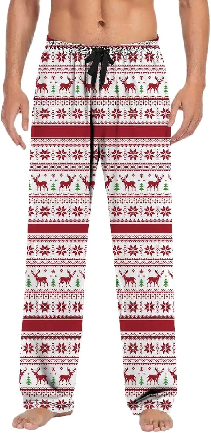LCMTWX Pajama Pants Casual Pants Pajama Pants with Drawstring and Pockets Pj Pants Men's Pajama Bottoms Christmas Pajamas